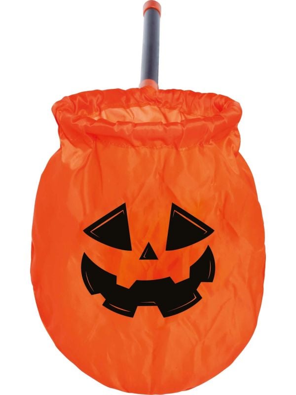 Snoepzak pompoen met stok halloween