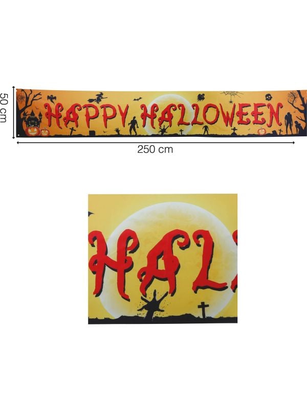 Spandoek 'Happy Halloween' 290 x 50 cm