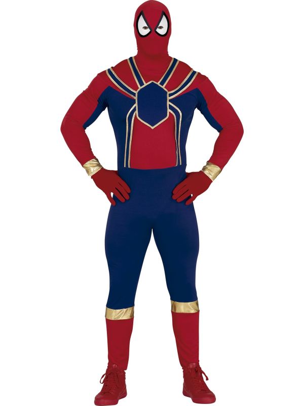 Spiderman outfit met goud heren