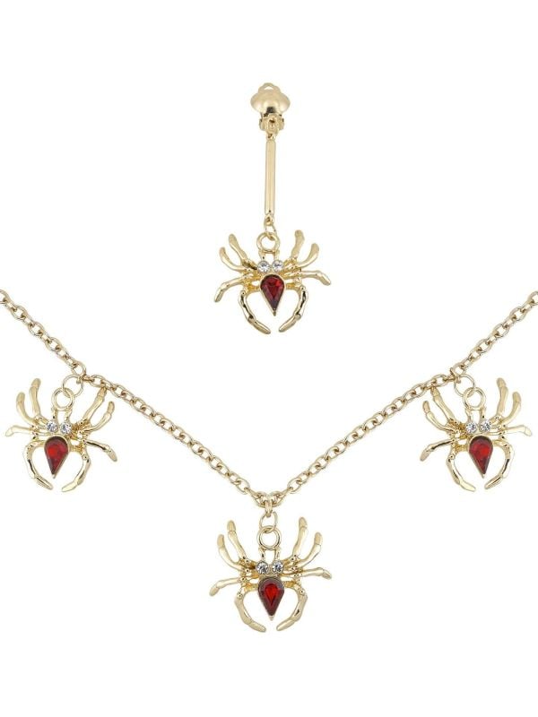 Spinnen ketting en oorbellen