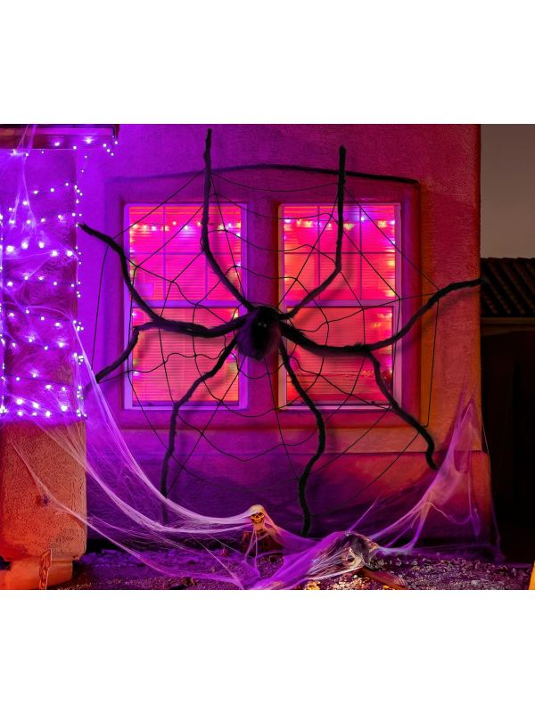 Spinnenweb met enorme nepspin 200 cm halloween