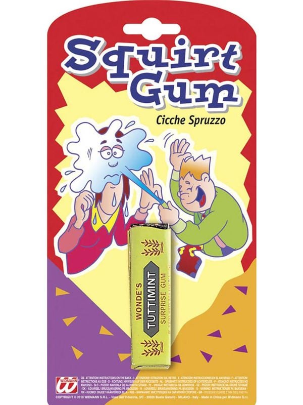 Spuitende nep kauwgom