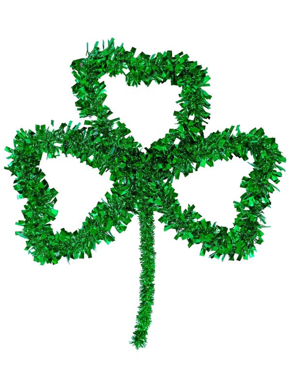 St Patricks Day Groene Tinsel Shamrock Wanddecoratie