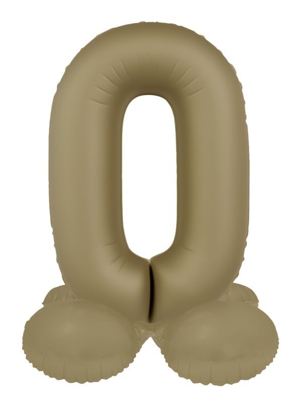 Staande Folieballon Cijfer 0 Sterrenlicht Goud 41cm
