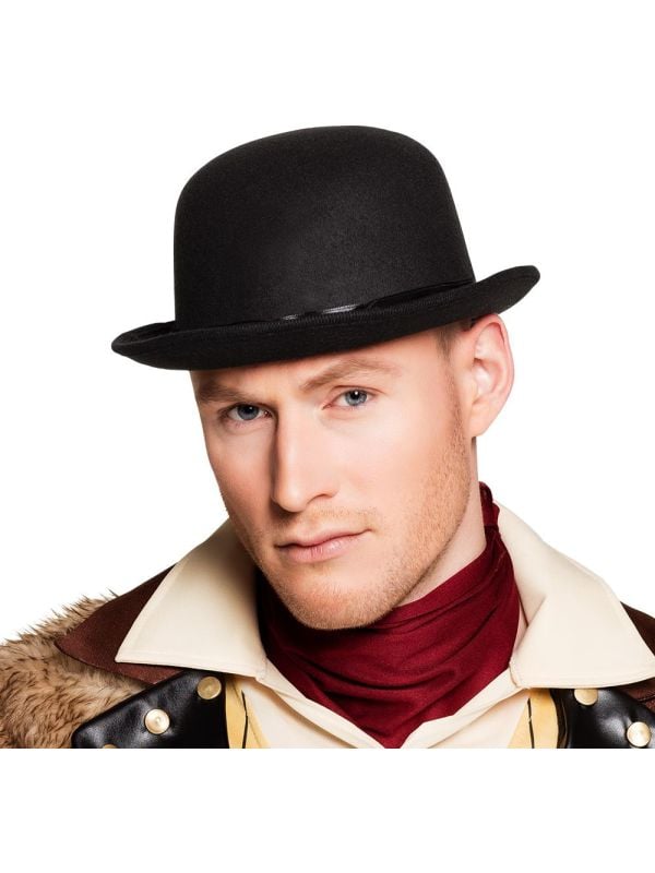 Steampunk bowler hoed zwart
