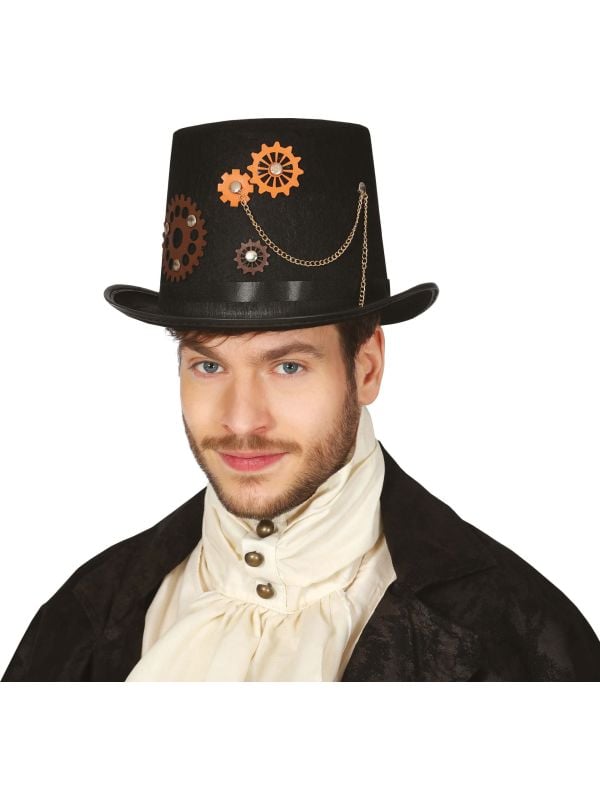 Steampunk hoed met radertjes main product photo
