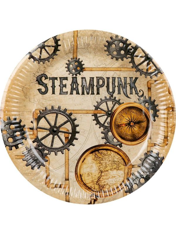 Steampunk thema bordjes 6x main product photo