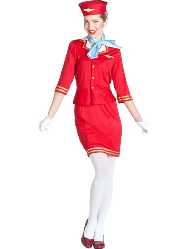 Stewardess Kostuum Rood dames