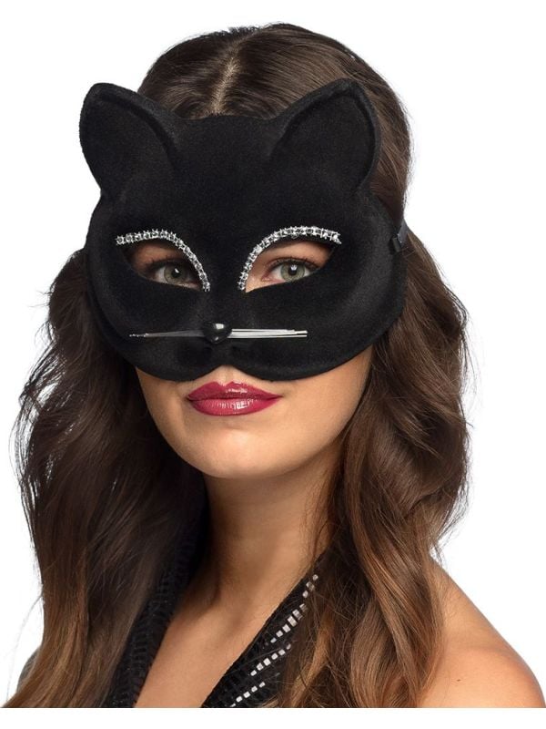 Stijlvol Zwart Halfmasker Kat