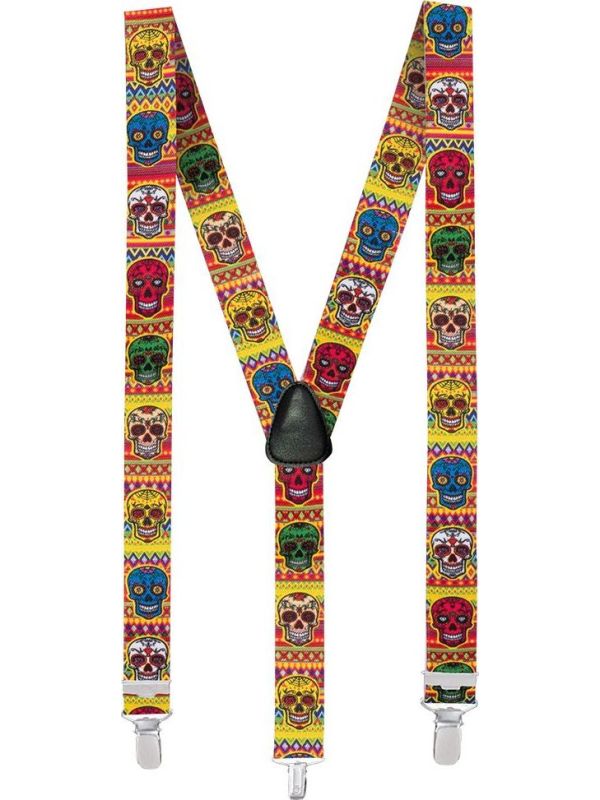 Sugar skulls kleurrijke bretels main product photo