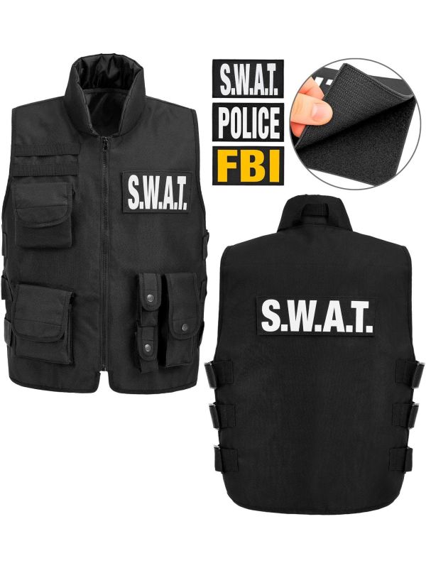 SWAT FBI Politie Vest Zwart Kind
