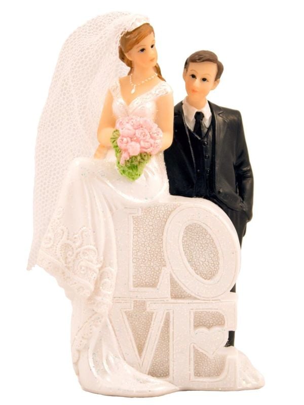 Taartdecoratie bruiloft koppel love