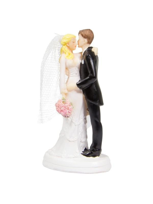 Taartdecoratie bruiloft koppel trouwboeket