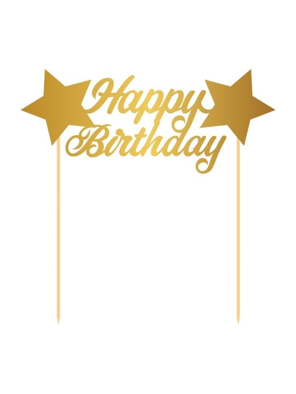Taartdecoratie happy birthday goud