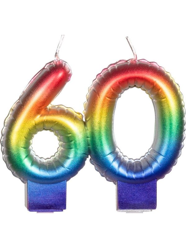 Taartkaarsje regenboog cijfer 60 main product photo
