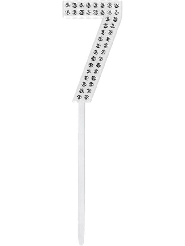 Taarttopper Cijfer 7 Verjaardag Zilver