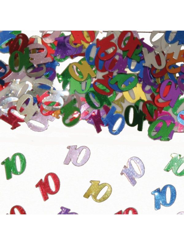 Tafeldecoratie 10 jaar verjaardag kleurrijk