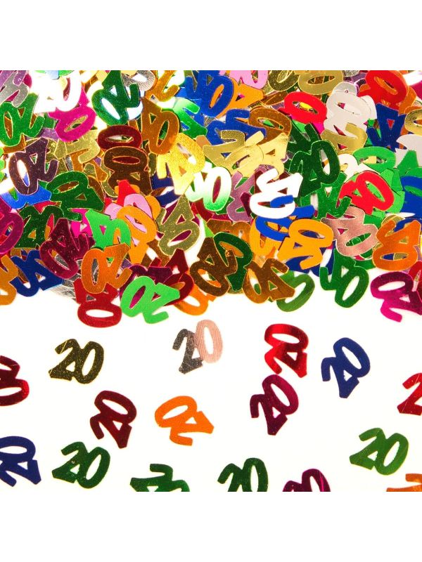 Tafeldecoratie 20 jaar verjaardag kleurrijk