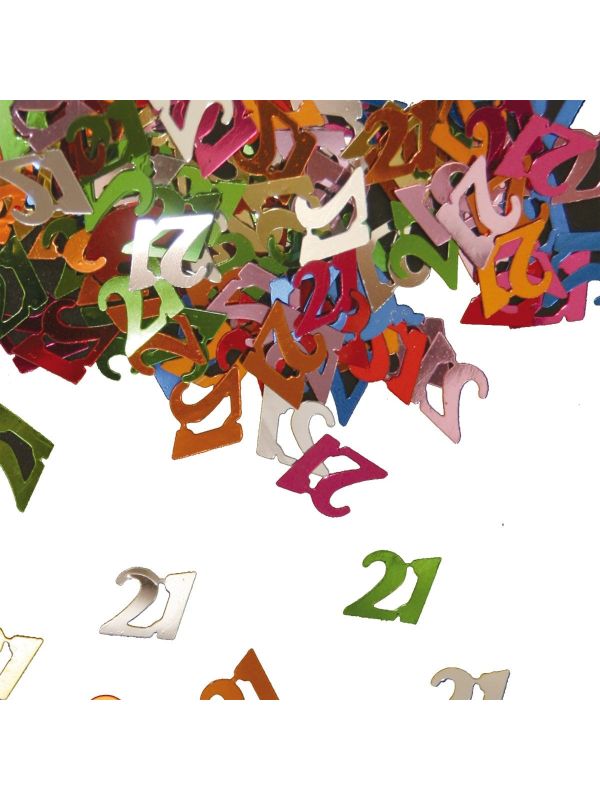 Tafeldecoratie 21 jaar verjaardag kleurrijk