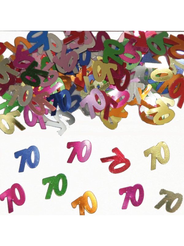 Tafeldecoratie 70 jaar verjaardag kleurrijk