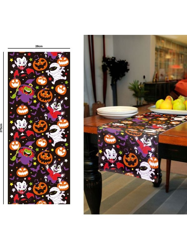 Tafelloper vrolijke halloween monsters linnen