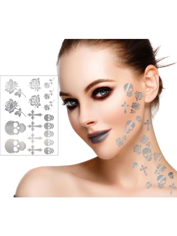 Tattoos rozen schedels zilver halloween