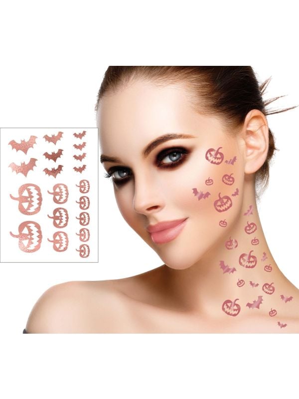 Tattoos vleermuis pompoen goud roze halloween