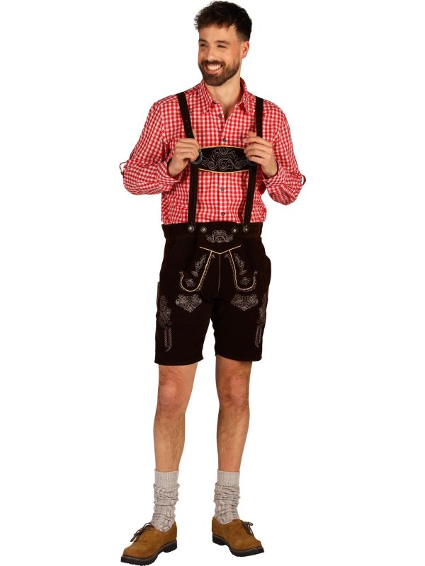 Tiroler Broek met Bretels Donkerbruin Heren Oktoberfest