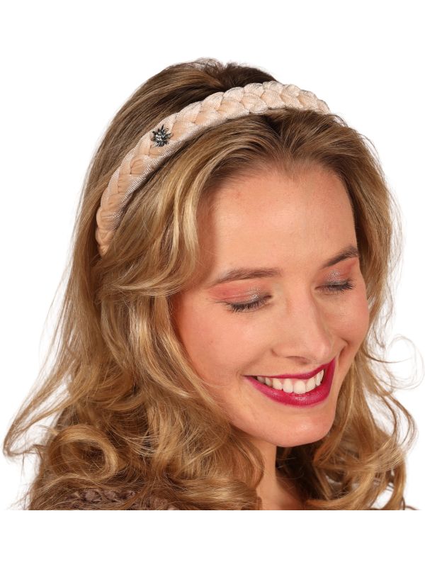 Tiroler Haarband Beige Gevlochten Edelweiss Oktoberfest