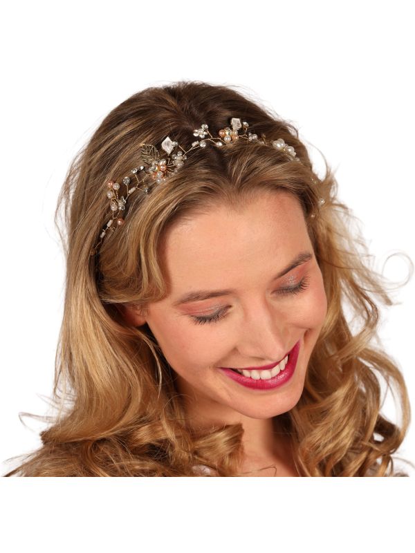 Tiroler Haarband Goud Zilver Parels Bloemen Dames