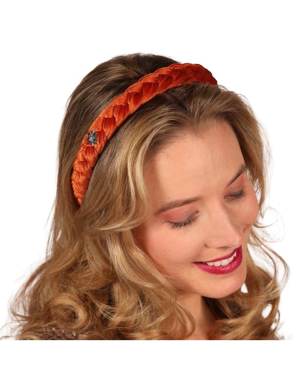 Tiroler Haarband Oranje Gevlochten Edelweiss Oktoberfest