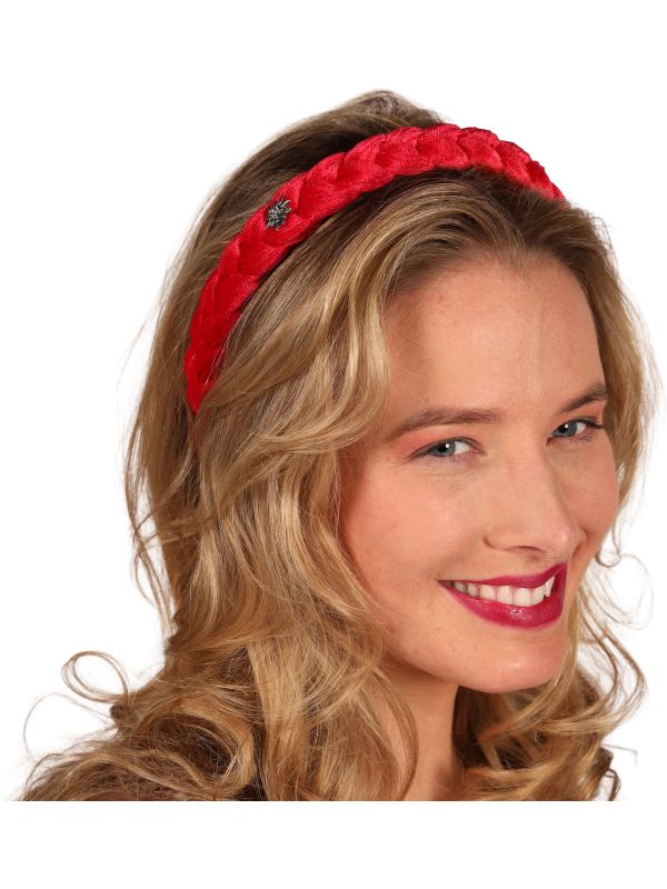 Tiroler Haarband Rood Gevlochten Edelweiss Oktoberfest