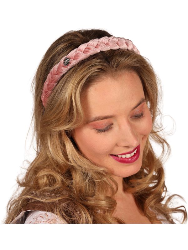Tiroler Haarband Roze Gevlochten Edelweiss Oktoberfest