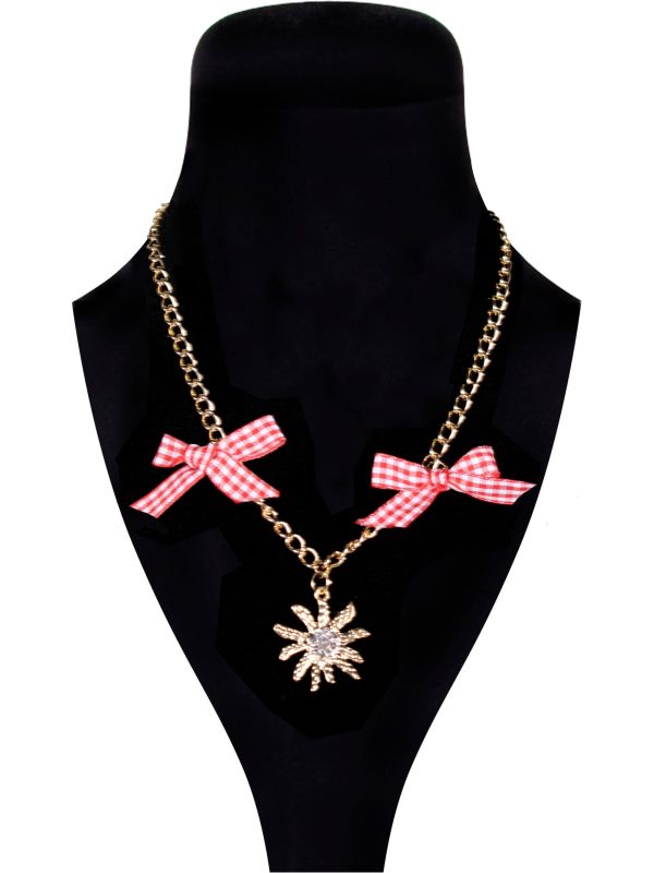 Tiroler Halsketting Goud Edelweiss Strass Oktoberfest