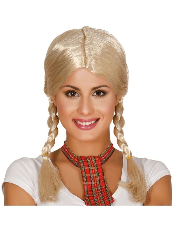 Tiroler pruik blond met vlechtjes main product photo