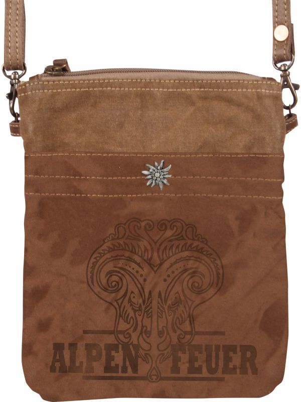 Tiroler Schoudertasje Bruin Vintage Look Oktoberfest