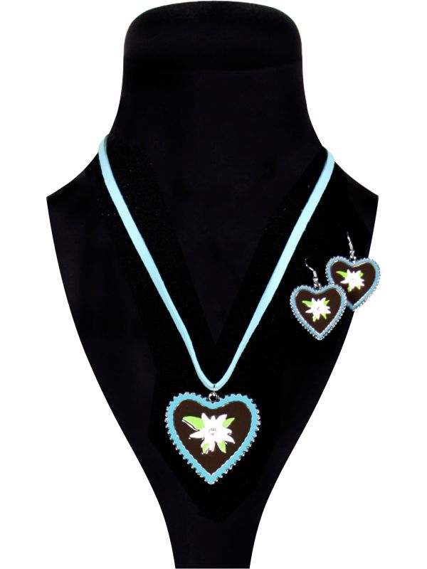 Tiroler Sieraden Set Turquoise Ketting Oorbellen Oktoberfest