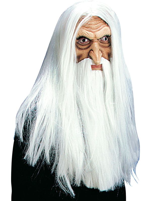 Tovenaars masker met pruik main product photo