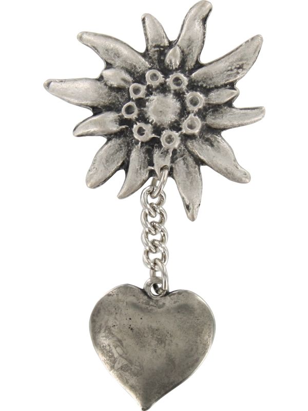 Trachten Speld Edelweiss Zilver met Ketting Oktoberfest
