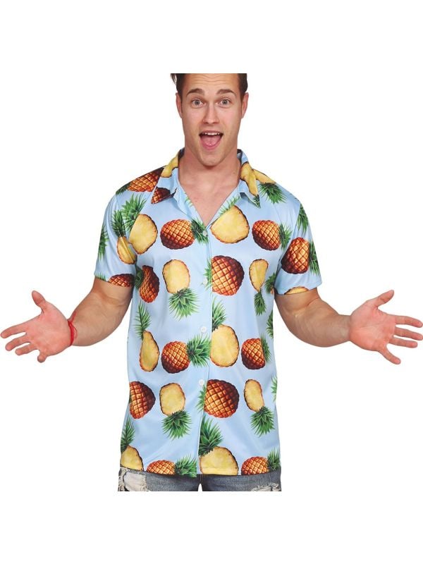 Tropisch Ananas Overhemd in Blauw en Multicolor