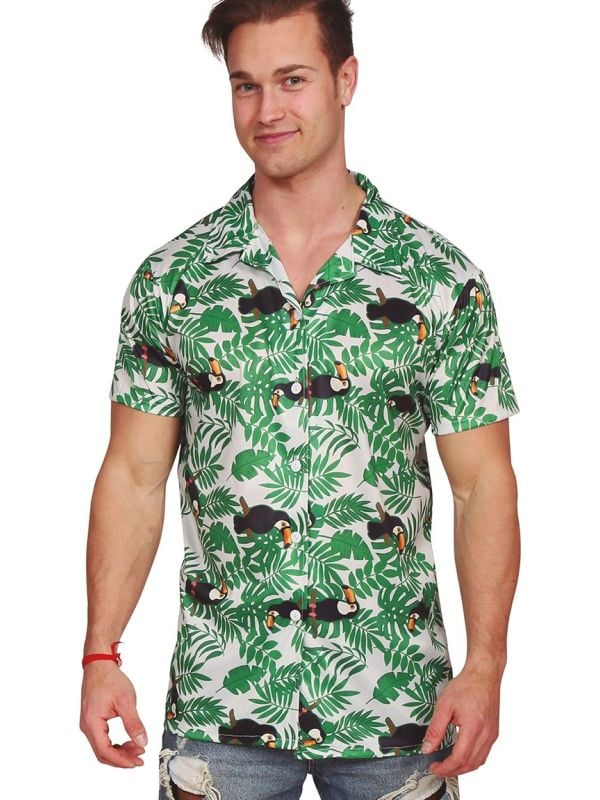 Tropisch Groen Shirt met Palmbladeren Design