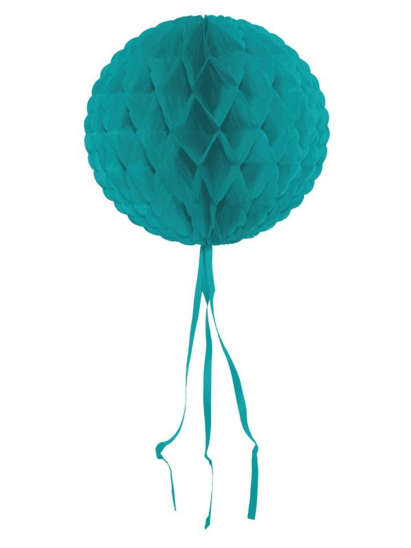 Turquoise honingraat bol decoratie
