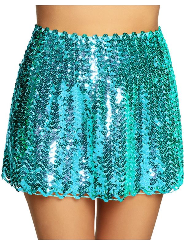 Turquoise Pailletten Disco Mini Rok Dames
