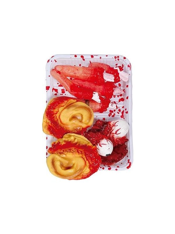 Uitgesneden lichaamsdelen op dienblad halloween 20 cm