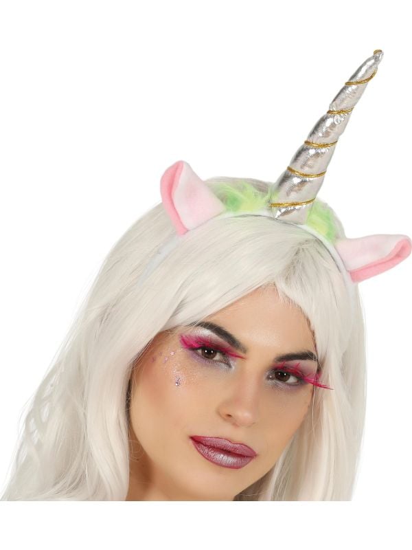 Unicorn hoorn haarband zilver