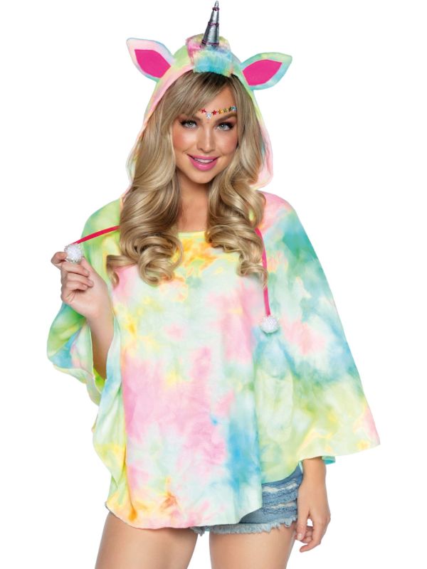 Unicorn poncho tie dye met capuchon main product photo