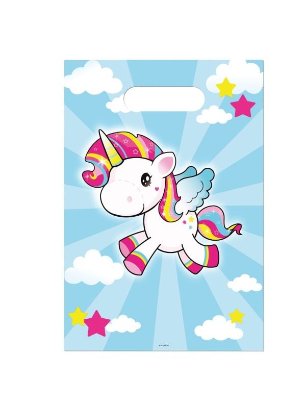 Unicorn verjaardag uitdeelzakjes 8 stuks
