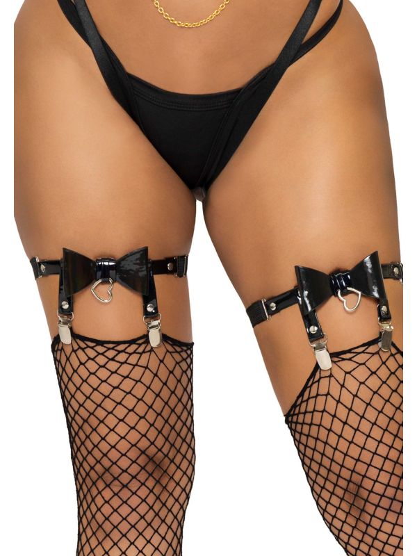 Vegan leren kousenband zwarte strik main product photo