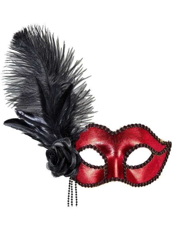 Venetiaans oogmasker met roos en veren main product photo