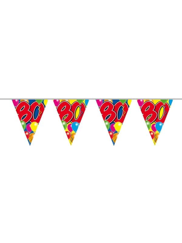 Verjaardag 80 jaar balloons vlaggenlijn 10 meter